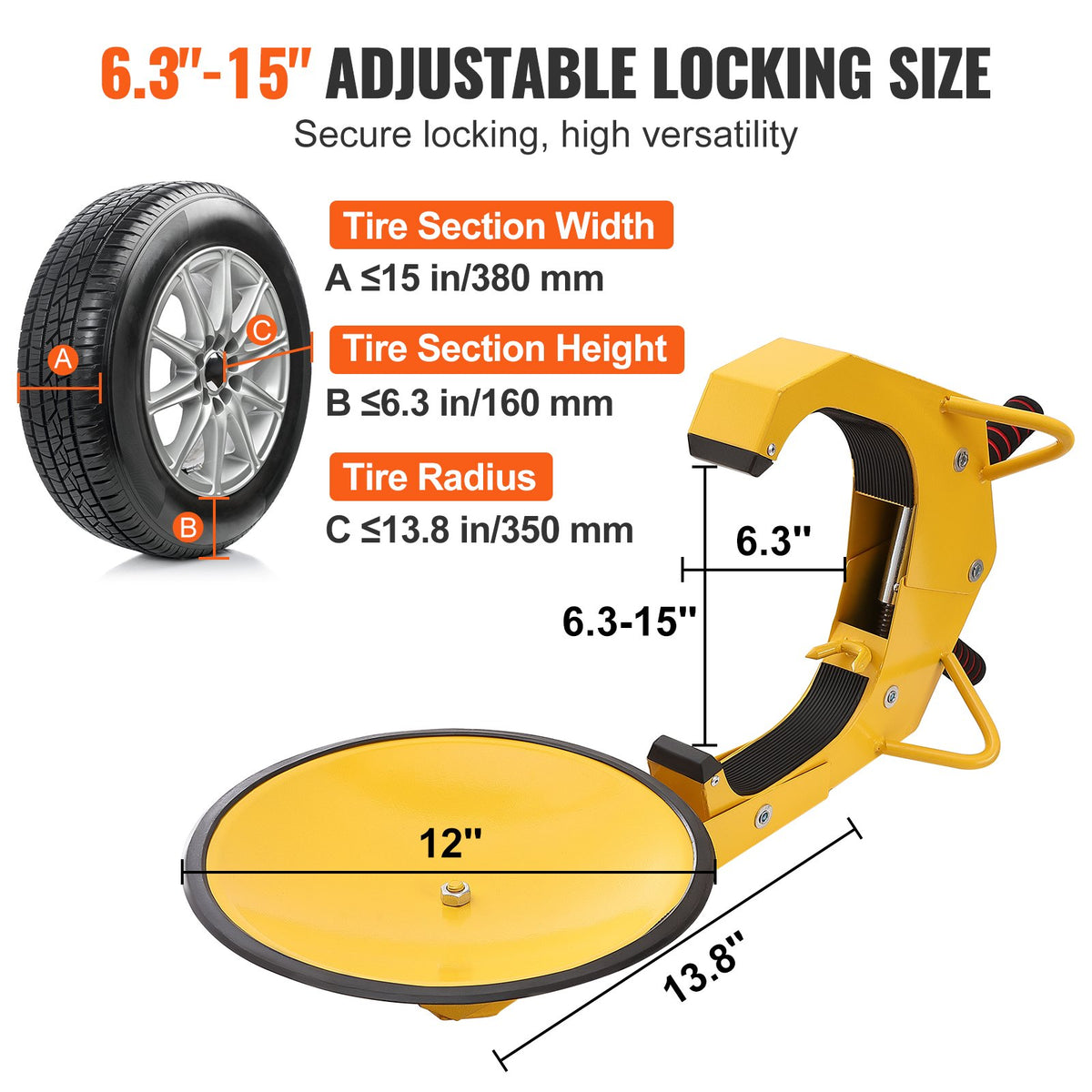 VEVOR Wheel Lock Clamp - Select Your Configuration - XPSLTS1J0000E14V9V0 - view 3