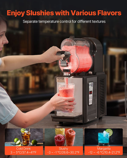 VEVOR Commercial Slushy Machine, 3L Single Tank Frozen Drink Machine, 12 Cups Stainless Steel Margarita Smoothie Frozen Drink Maker, Slushie Maker for Home Party Restaurants Cafe Bars - XRJMNKHS3LX1G0001V1 - view 3