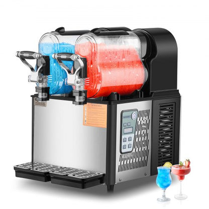 VEVOR Commercial Slushy Machine, 3Lx2 Double Tank Frozen Drink Machine, 24 Cups Stainless Steel Margarita Smoothie Frozen Drink Maker, Slushie Maker for Home Party Restaurants Cafe Bars - XRJMNKHS3LX2G0001V1 - view 1