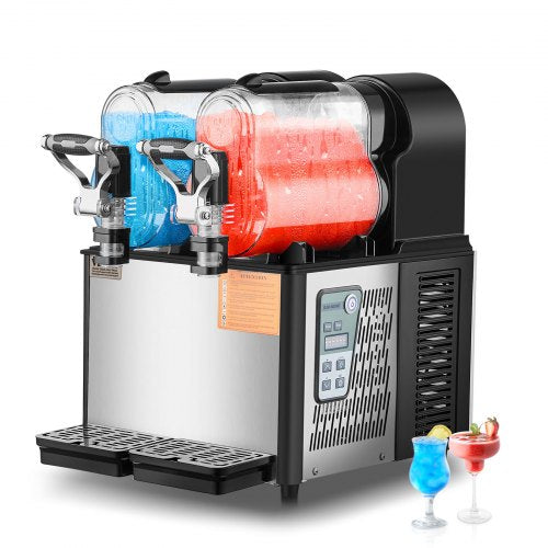 VEVOR Commercial Slushy Machine, 3Lx2 Double Tank Frozen Drink Machine, 24 Cups Stainless Steel Margarita Smoothie Frozen Drink Maker, Slushie Maker for Home Party Restaurants Cafe Bars - XRJMNKHS3LX2G0001V1 - view 1
