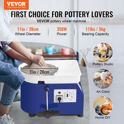 VEVOR Pottery Wheel for Adults and Beginners, 350W, 11in Clay Wheel Forming Machine, Adjustable 0-300RPM Speed Handle and Pedal Control, ABS Detachable Basin, Accessory Kit for - XSLPJSDJTLS354E9IV1 - view 2