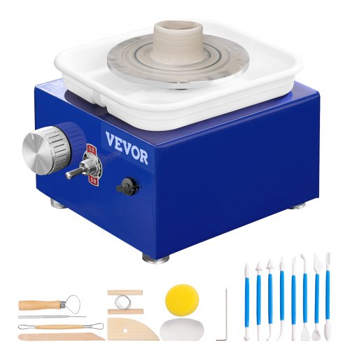 VEVOR Mini Pottery Wheel, for Kids or Beginners, 2 Turntables 2.6in/3.9in Ceramic Wheel Machine, Adjustable 0-300RPM Speed ABS Detachable Basin, 17 Pottery Accessories, Work Art - XSLPJXNLS30W00GROV1 - view 1