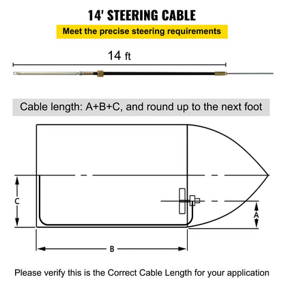 VEVOR Boat Steering System, Outboard Steering Kit with Boat Steering Control Cable 14' Steering Cable Marine Steering System 3/4" Shaft - XWYYFXB14YCDL0001V0 - view 3