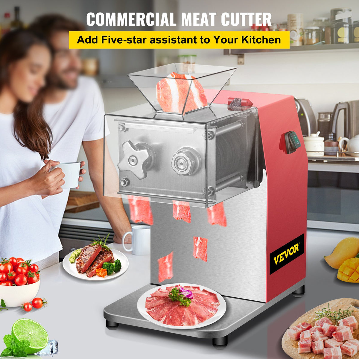 VEVOR Commercial Meat Cutting Machine, 551 Lbs/H 850W Meat Shredding Machine, 3.5mm Blade Electric Meat Cutter, Stainless Steel Restaurant Food Cutter, for Kitchen Supermarket Lamb - XXJYQPJH3.5MMVCOFV1 - view 2
