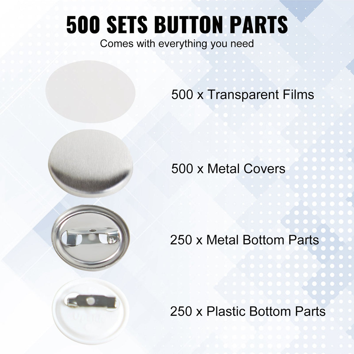 VEVOR Button Maker Accessories - Select Your Configuration - XZGSLH25MM5005T97V0 - view 3