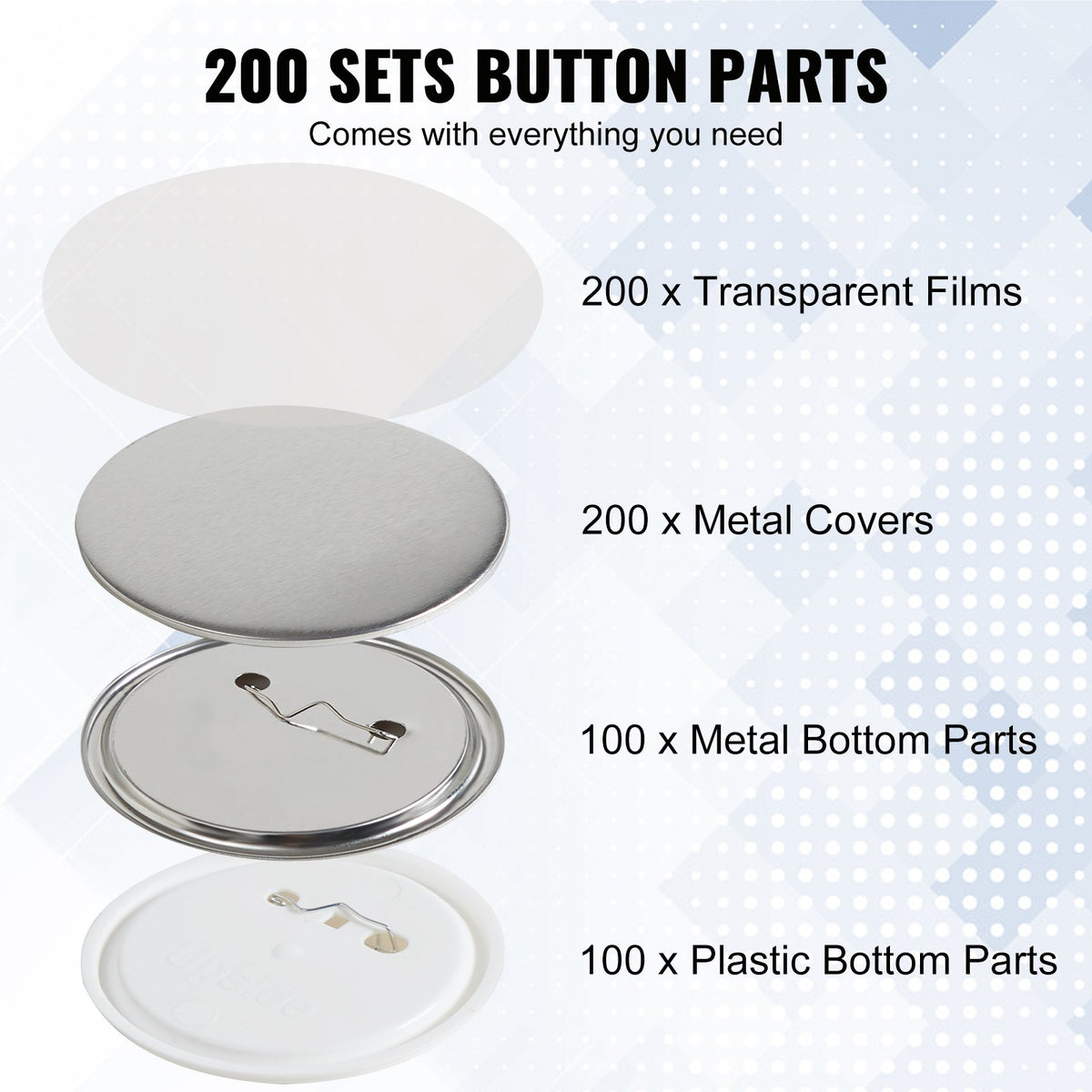 VEVOR Button Maker Accessories - Select Your Configuration - XZGSLH75MM200W5SAV0 - view 3