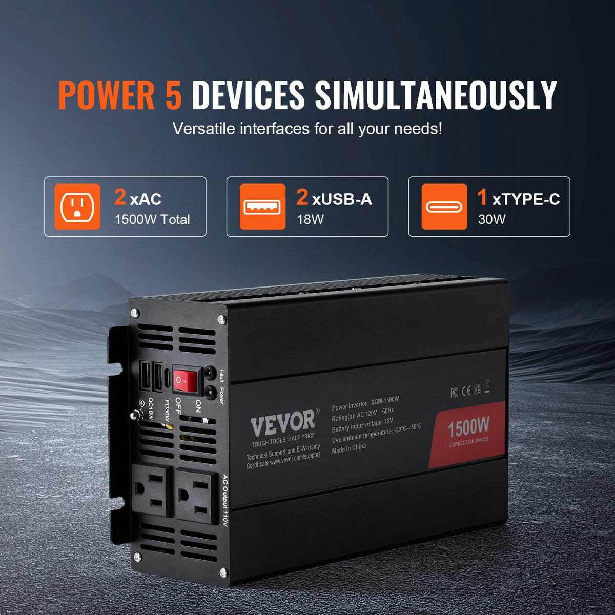 VEVOR Power Inverters - Select Your Configuration - XZXNBQ1500WXVJUOWV1 - view 3