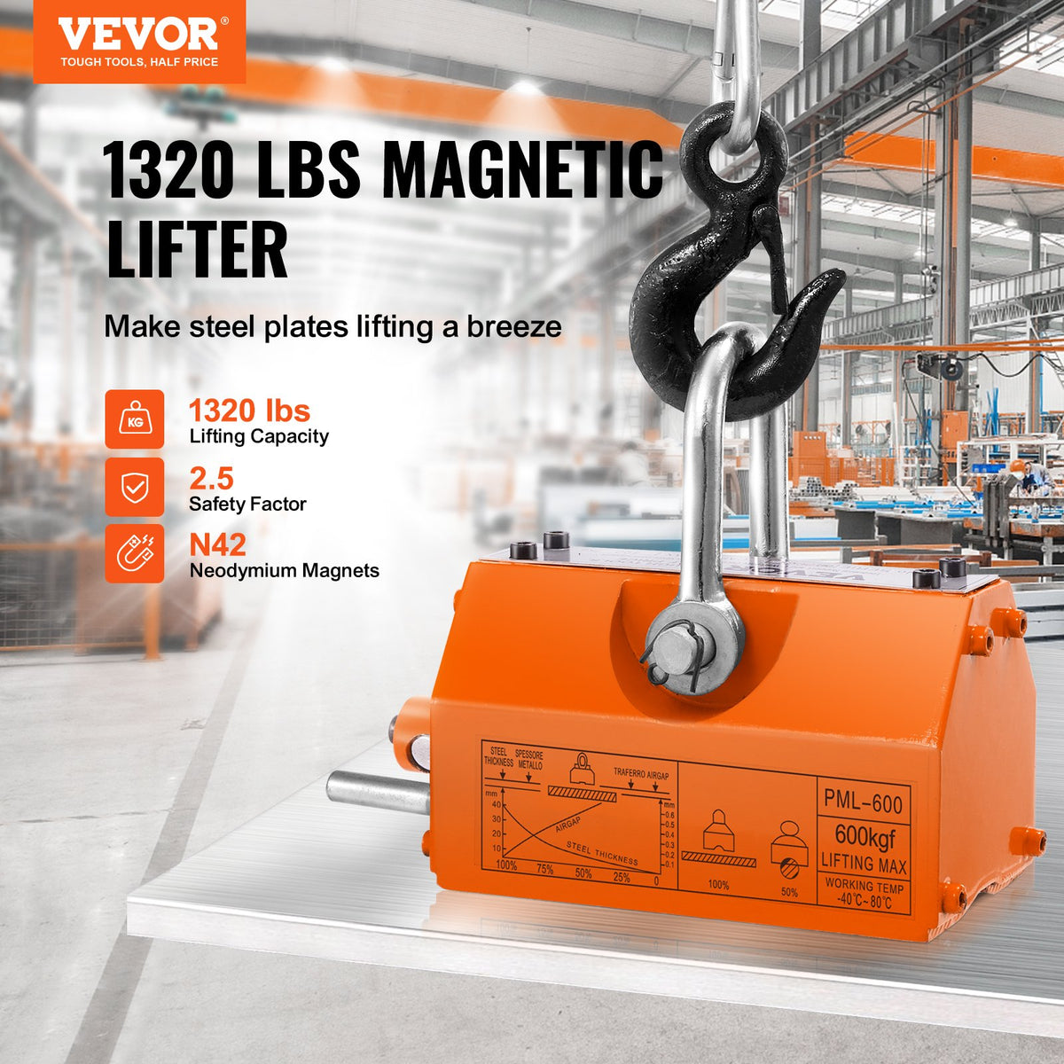 VEVOR Lifting Magnet - Select Your Configuration - YCXPU600KGN421P5PV0 - view 2