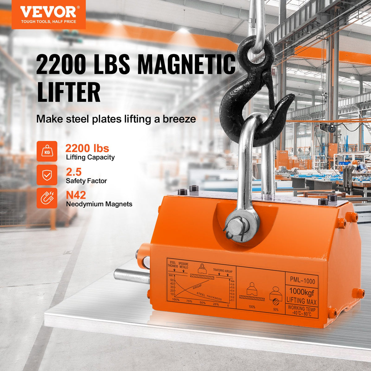 VEVOR Lifting Magnet - Select Your Configuration - YCXU1000KGN42DISWV0 - view 2