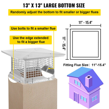 VEVOR Chimney Caps - Select Your Configuration - YCZ13X13G730I1XF0V0 - view 3