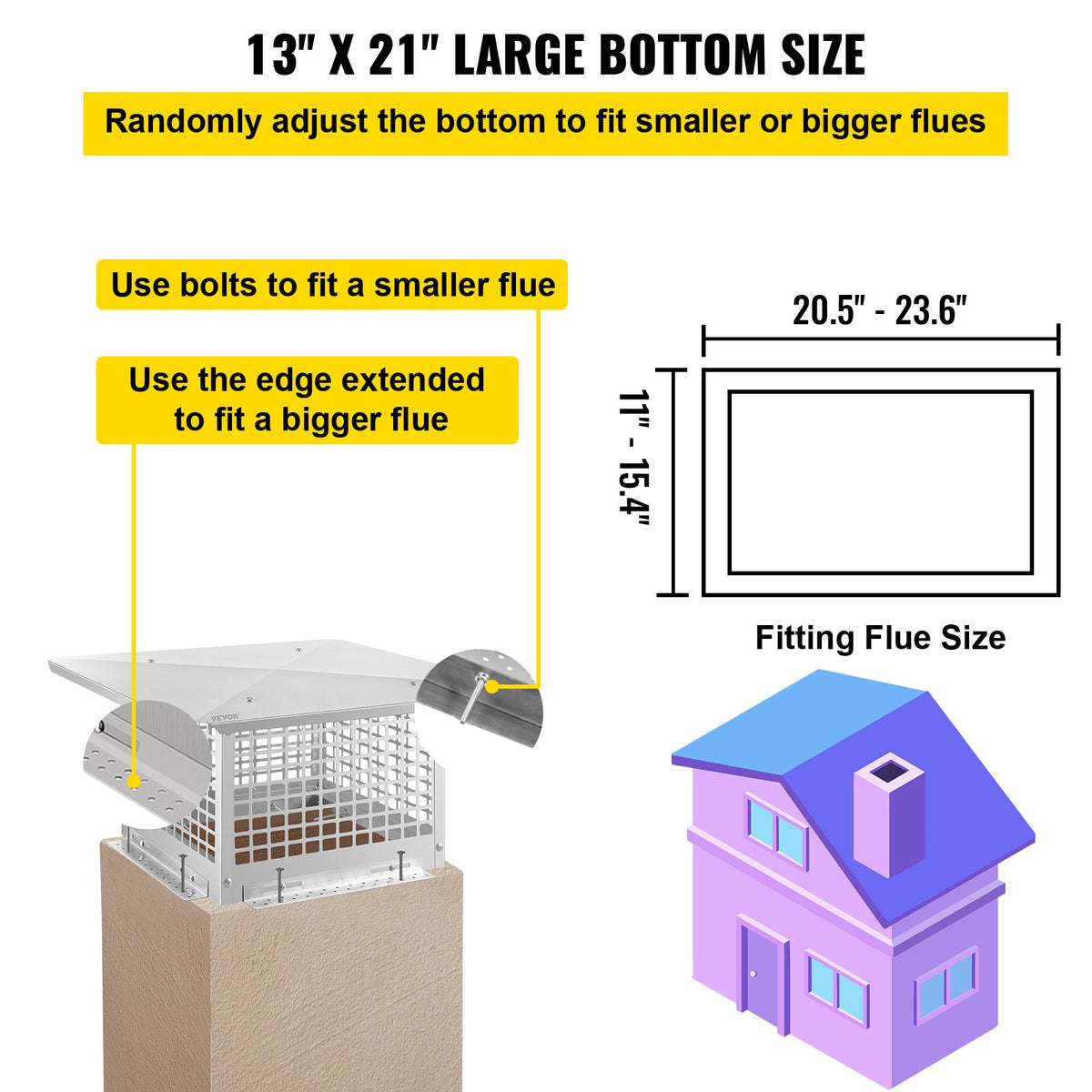 VEVOR Chimney Caps - Select Your Configuration - YCZ13X21LIFYLTYB6V0 - view 3