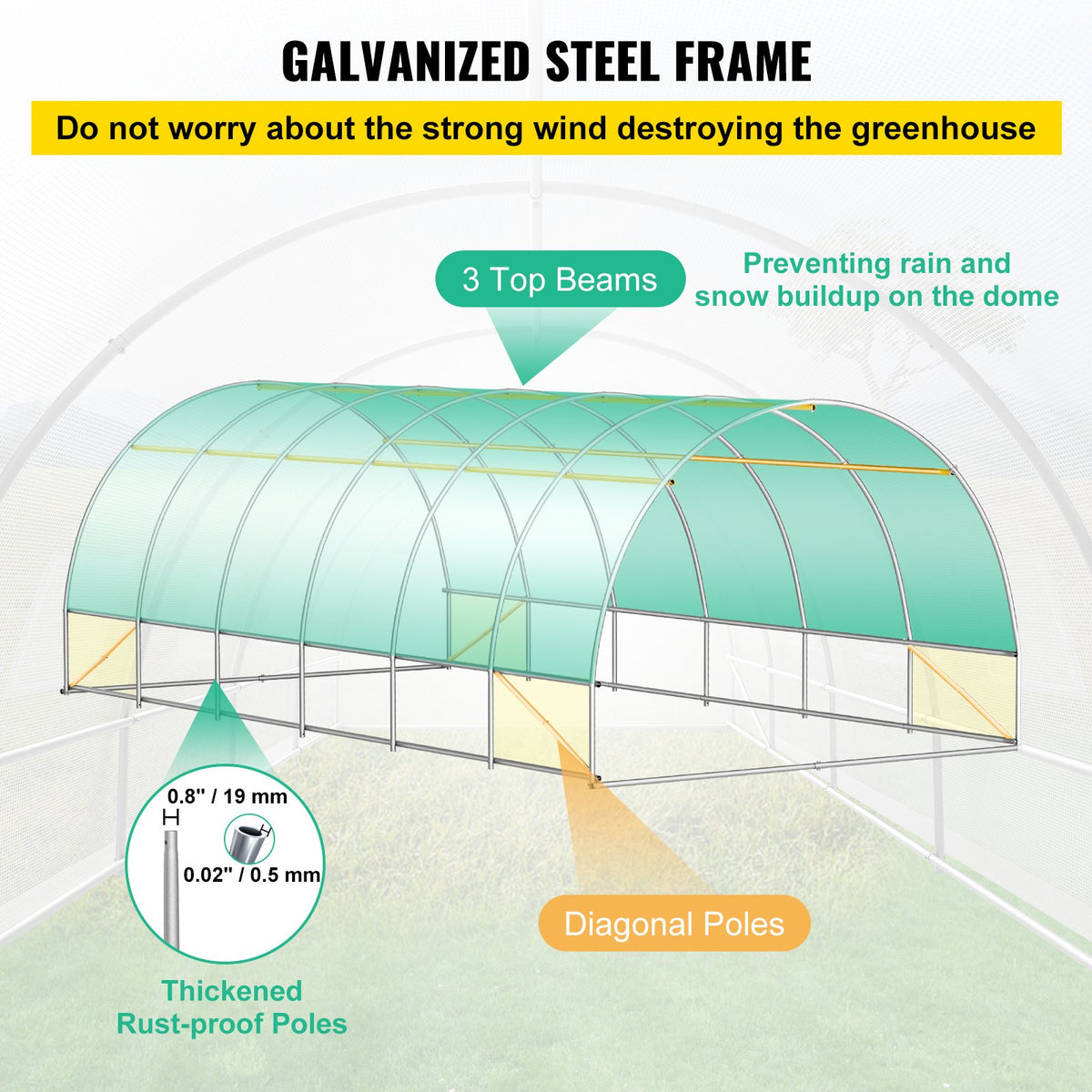 VEVOR Portable Greenhouses - Select Your Configuration - YDSDWS20107FTYBYXV0 - view 3