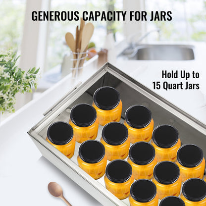 VEVOR Water Bath Canner, 15 Quart Stove Top Canner Pot, Boiling Water Canners with 2 Canning Racks, 304 Food Grade Stainless Steel Large Stock Pot, Flat Bottom Brushed Canner, Hold - YGTJWPSF-UL4V9RNWV0 - view 3