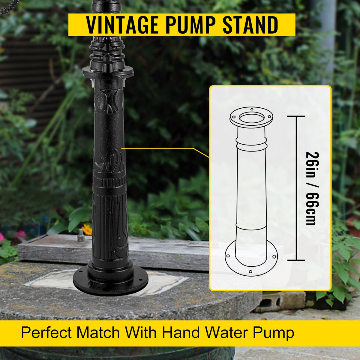 VEVOR Antique Hand Water Pump Stand Pitcher Pump Stand Cast Iron Well Pump Stand with Pre-set 0.5\" Holes for Easy Installation Old Fashion Pitcher Hand Pump Stand for Home Yard Po - YJHSFB2U5PXOAR23QV0 - view 2