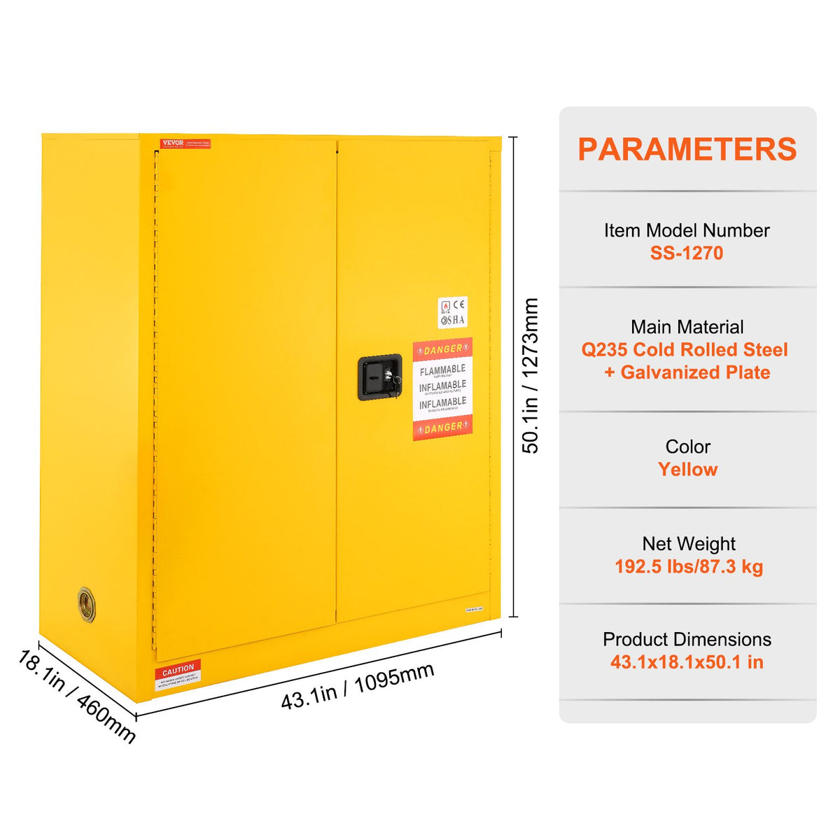 VEVOR Flammable Cabinets - Select Your Configuration - YRFBJ1104612TEO7KV0 - view 3