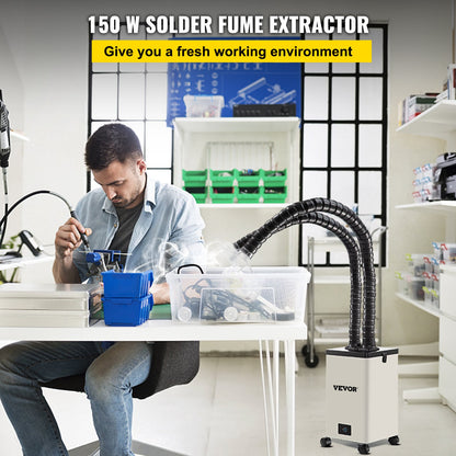 VEVOR Solder Fume Extractor, 150W 165CFM Soldering Smoke Extractor with 3-Stage Filters, 3 Speed Adjustable Smoke Absorber and Purifier for Soldering, Engraving, DIY Welding, Salon - YW150W110220VI9FMV5 - view 2