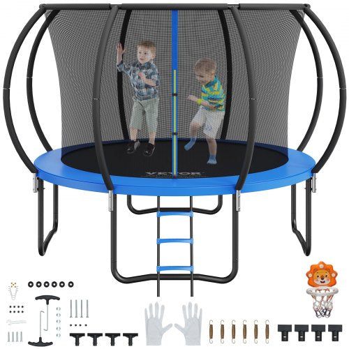 VEVOR 10FT Trampoline, 330 lbs Trampoline with Enclosure Net, Ladder, and Curved Pole, Heavy Duty Trampoline with Jumping Mat and Spring Cover Padding, Outdoor Recreational - YXBC10YCHWYX52X5HV0 - view 1