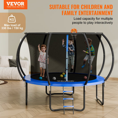 VEVOR 10FT Trampoline, 330 lbs Trampoline with Enclosure Net, Ladder, and Curved Pole, Heavy Duty Trampoline with Jumping Mat and Spring Cover Padding, Outdoor Recreational - YXBC10YCHWYX52X5HV0 - view 2