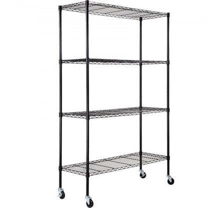 VEVOR Storage Shelving Unit with Wheels, 4-Tier Adjustable, 700 lbs Capacity, Heavy Duty Garage Shelves Metal Organizer Wire Rack, Black, 47.2" L x 17.7" W x 74" H for Kitchen Pantry Basement Bathroom - YXLZLKHJC18DXZ4I6V0 - view 1
