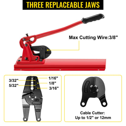 VEVOR Bench Swager Tool 24\" Wire Rope Swaging Tool with Crimper Cable Bolt Cutter Head Bench Crimper 1/16\"-3/16\" Aluminum/Copper Sleeves Bench Cable Alloy Steel Crimper Swager - YXQZSZHGJ00000001V0 - view 2