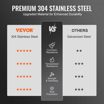 VEVOR Chimney Cap, 6 inch, 304 Stainless Steel Round Roof Rain Cap, 11.81-inch Increased Caps, All Weather & Reinforced Screws & Easy Installation