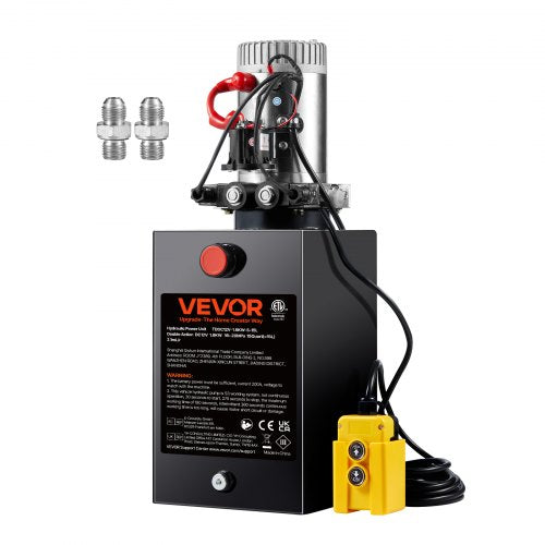 VEVOR Hydraulic Pump, 15 Quart Hydraulic Power Unit, Double Acting Dump Trailer Pump, 0.91 GPM Flow Rate, 3200 PSI Max Relief Pressure, DC 12V Hydraulic Pump for Dump Trailer Car - YXYYB12VZLDJ3VIN2V0 - view 1