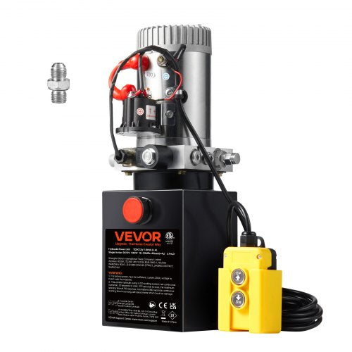 VEVOR Hydraulic Pump, 4 Quart Hydraulic Power Unit, Single Acting Dump Trailer Pump, 0.91 GPM Flow Rate, 3200 PSI Max Relief Pressure, DC 12V Hydraulic Pump for Dump Trailer Car - YXYYB12VZLDJA6M7WV0 - view 1