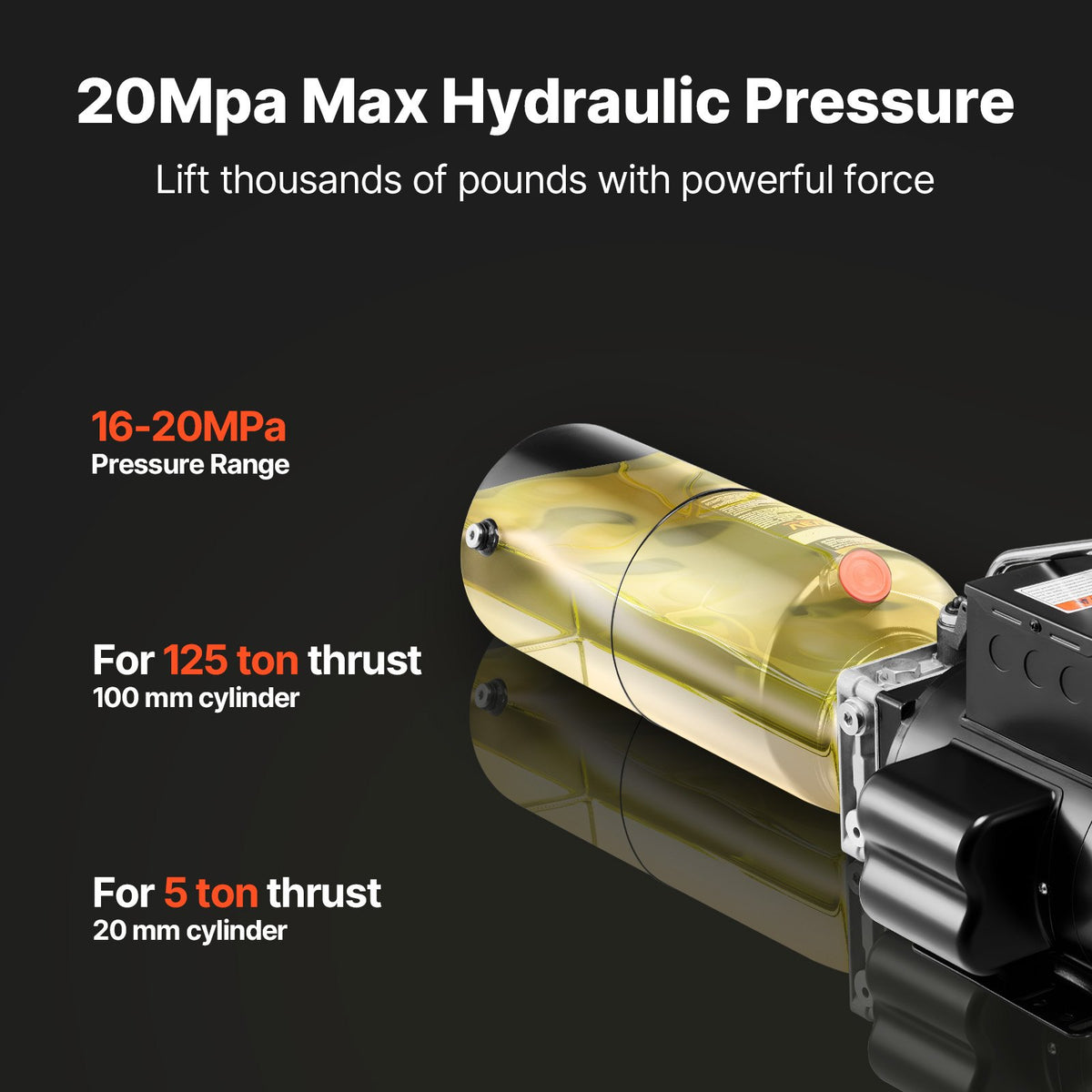 VEVOR Hydraulic Pump Power Unit, AC 220V, 10 Quart Single Acting Hydraulic Unit, 6.3 L/min Oil Flow, Max Discharge Pressure 22 MPa for Dump Truck, Auto Repair Garage, Car Lifting - YXYYB220VJLD2PVAG001V7 - view 3