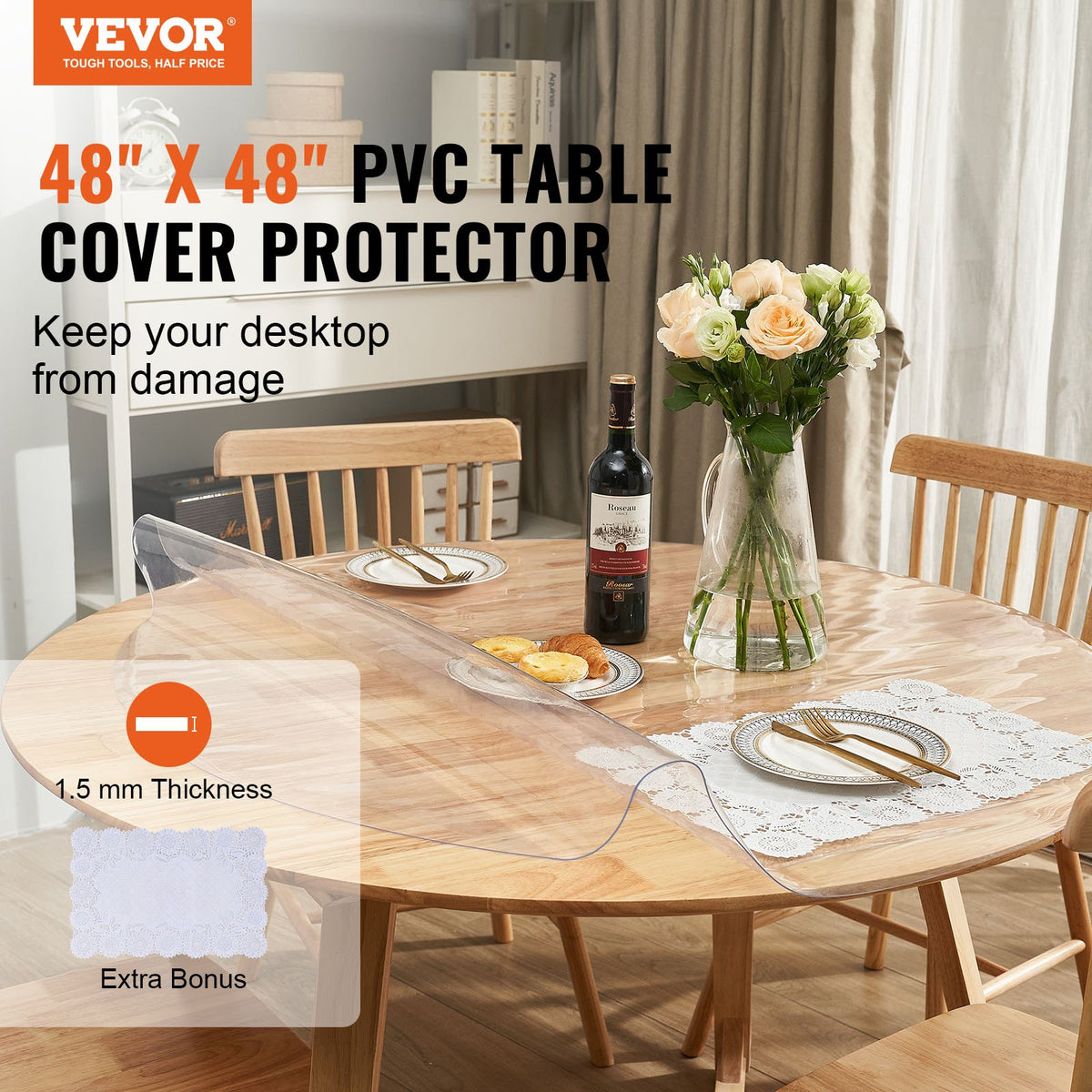 VEVOR PVC Table Protector - Select Your Configuration - YXZBYCTMSPVC1KEDAV0 - view 2
