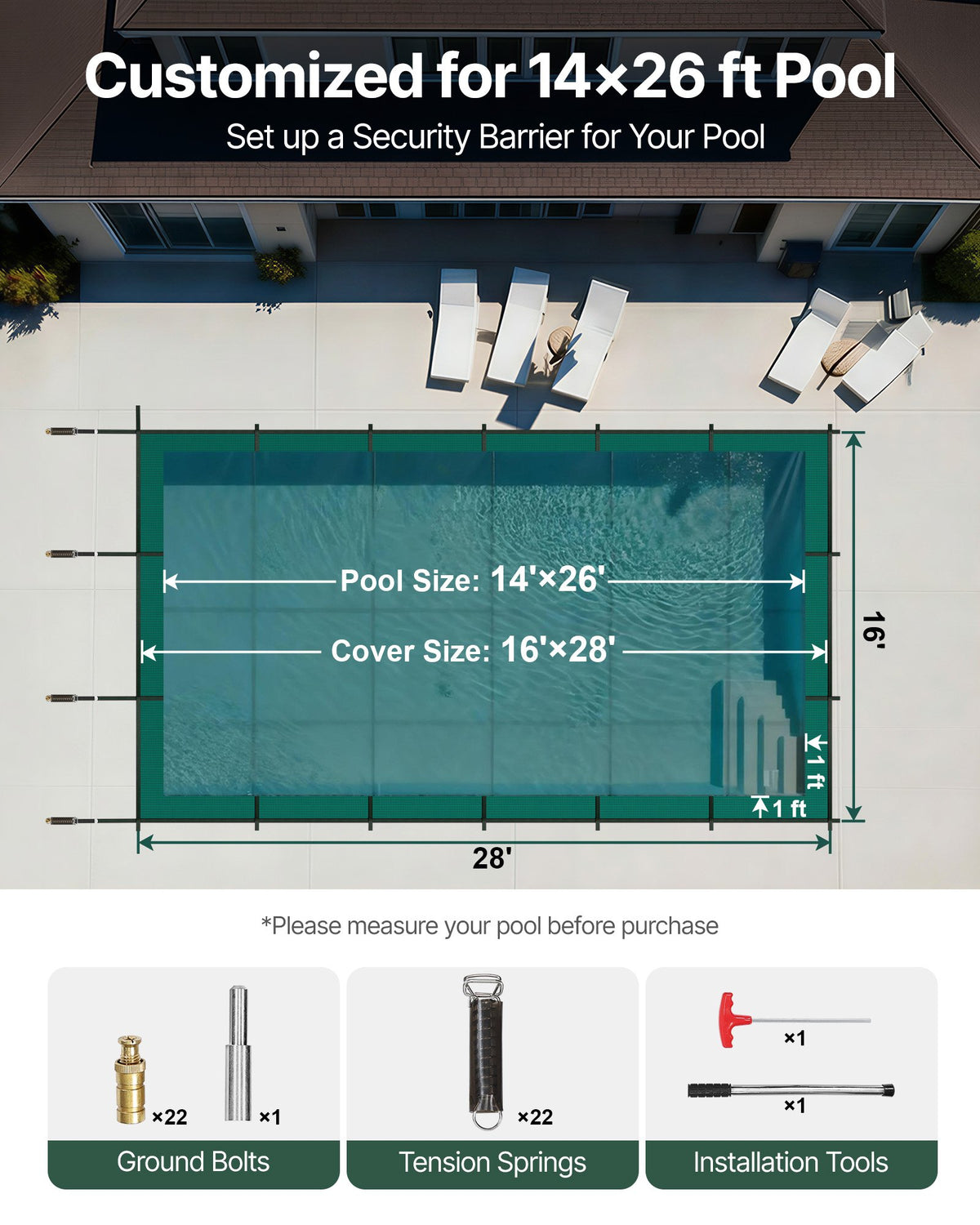 VEVOR Safety Pool Covers - Select Your Configuration - YYCM14X26YCCFXYCGV0 - view 2