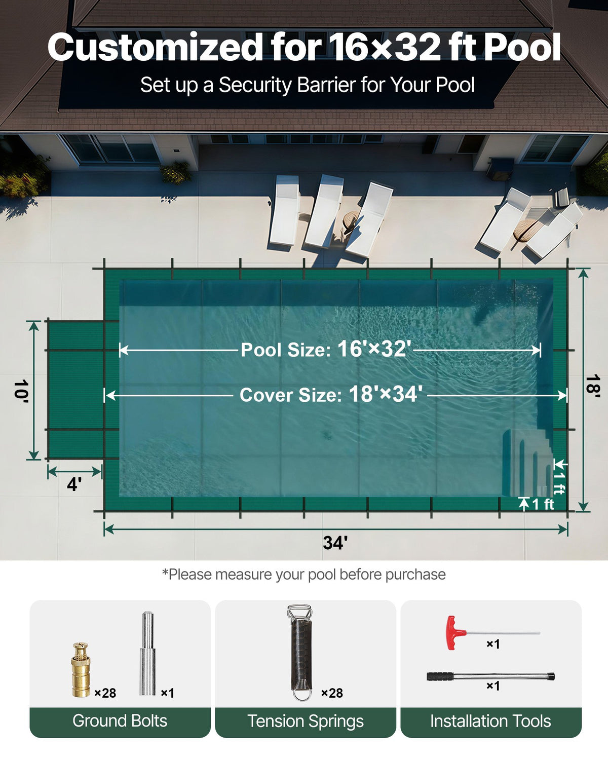 VEVOR Safety Pool Covers - Select Your Configuration - YYCM16X32JZYTYCG1V0 - view 2