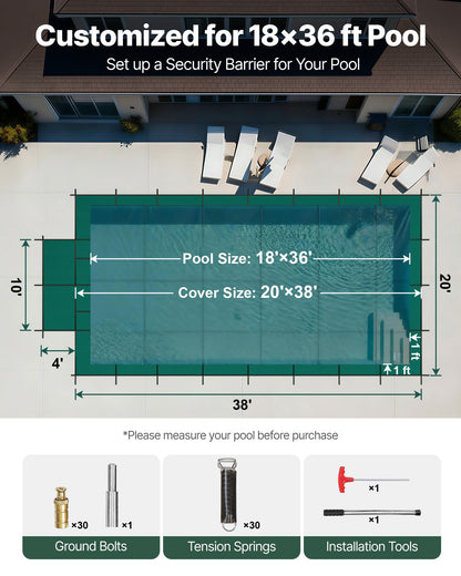 VEVOR Safety Pool Covers - Select Your Configuration - YYCM18X36JZYTYCG1V0 - view 2