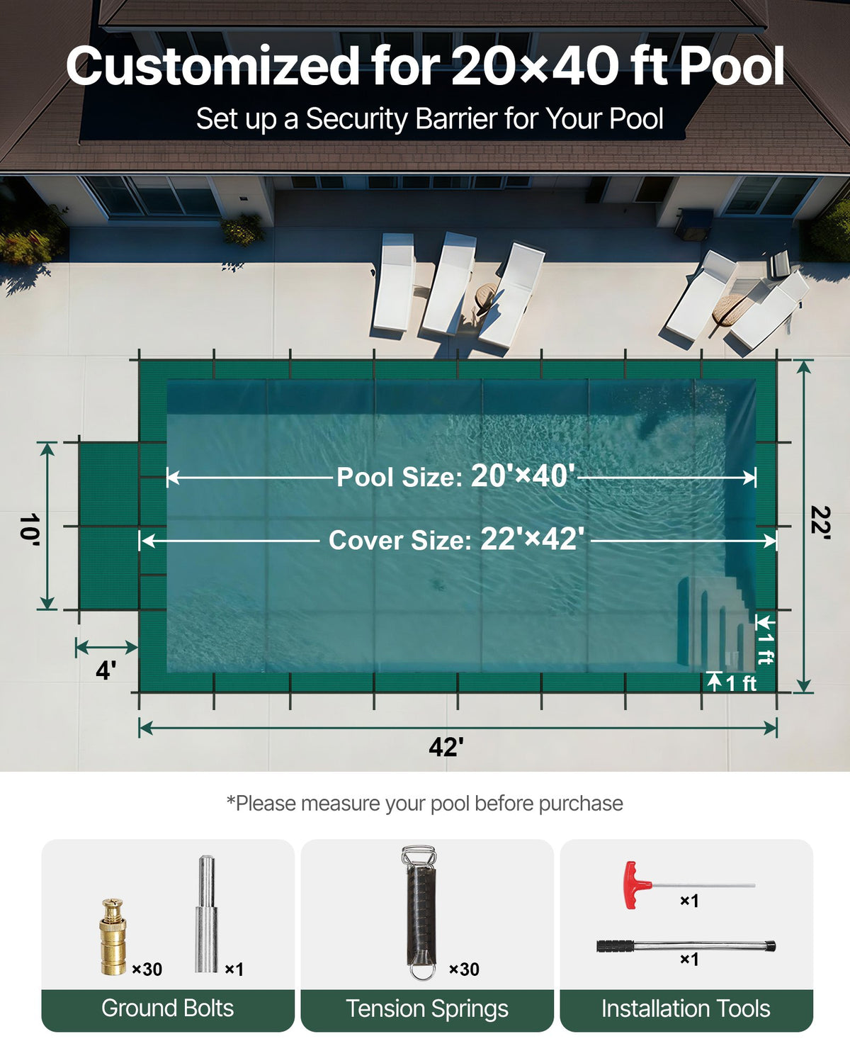 VEVOR Safety Pool Covers - Select Your Configuration - YYCM20X40JZYTYCG1V0 - view 2