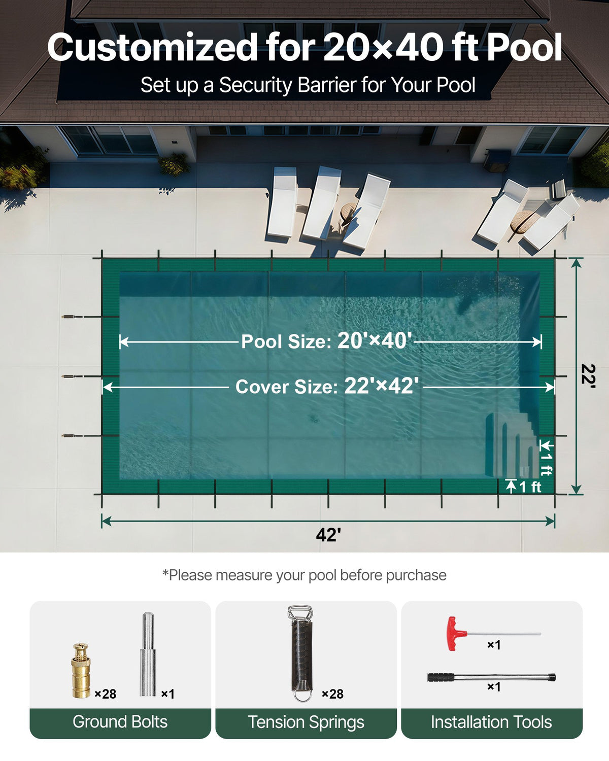VEVOR Safety Pool Covers - Select Your Configuration - YYCM20X40YCYCG001V0 - view 2