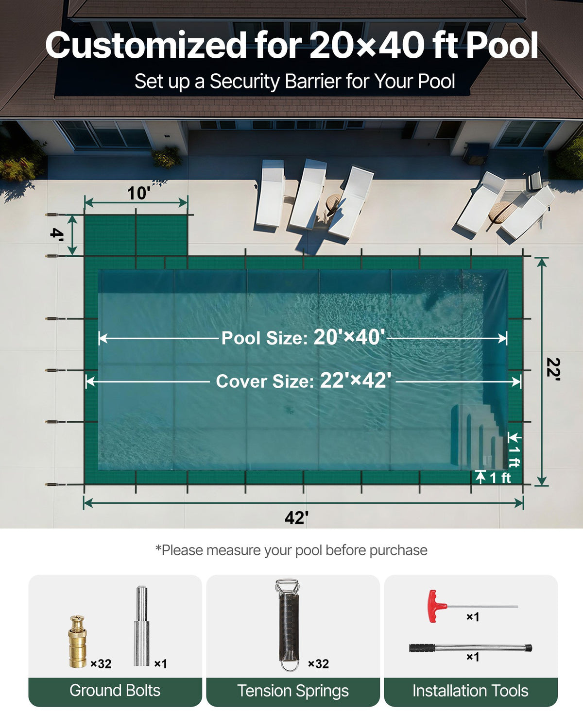VEVOR Safety Pool Covers - Select Your Configuration - YYCMDY20X40FT8KU3V0 - view 2
