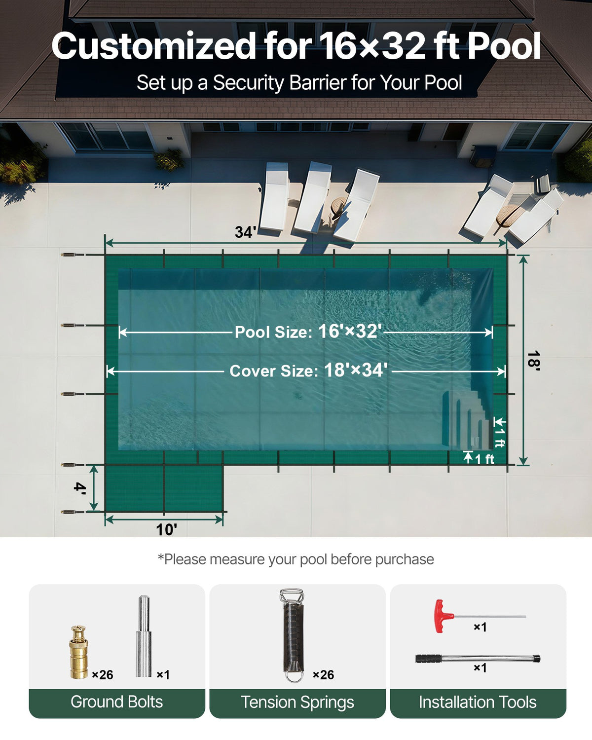 VEVOR Safety Pool Covers - Select Your Configuration - YYCMDZ16X32FTYBM6V0 - view 2