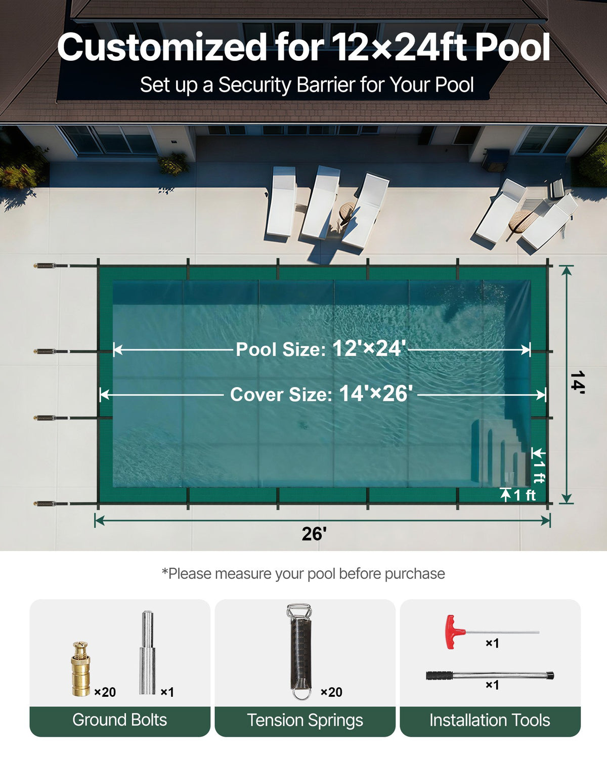 VEVOR Safety Pool Covers - Select Your Configuration - YYCMWB12X24FTKGZ9V0 - view 2