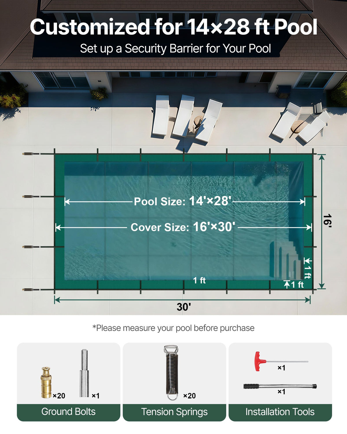 VEVOR Safety Pool Covers - Select Your Configuration - YYCMWB14X28FTYQX4V0 - view 2