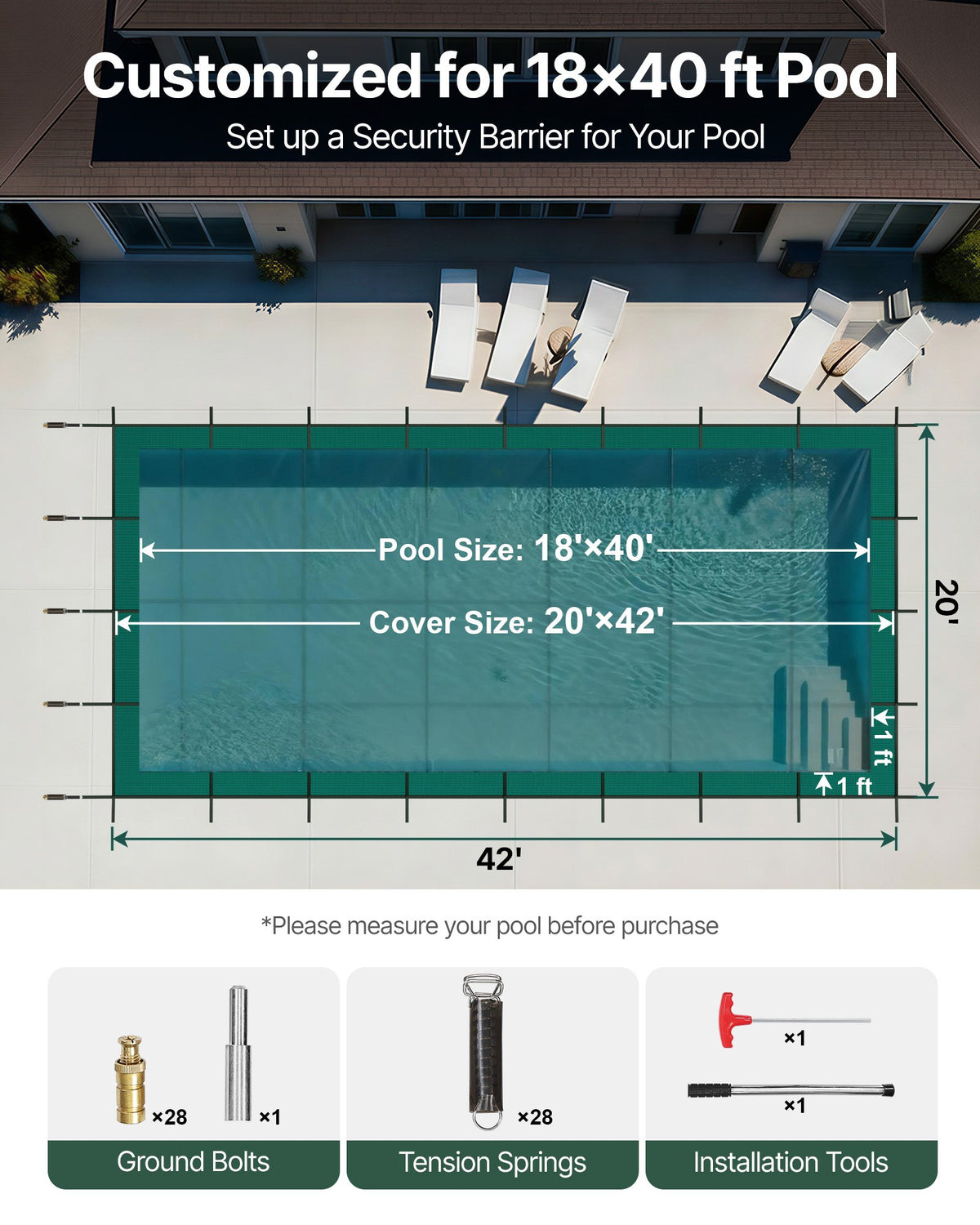 VEVOR Safety Pool Covers - Select Your Configuration - YYCMWB18X40FTGPZVV0 - view 2