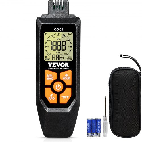 VEVOR CO Gas Monitor, 0-1000PPM Range, Features Sound & Light Warning, Handheld Carbon Monoxide Meter with Temp Sensing, Digital Display with Backlight, Suitable for - YYHTJCYWXLDCEFZPKV9 - view 1
