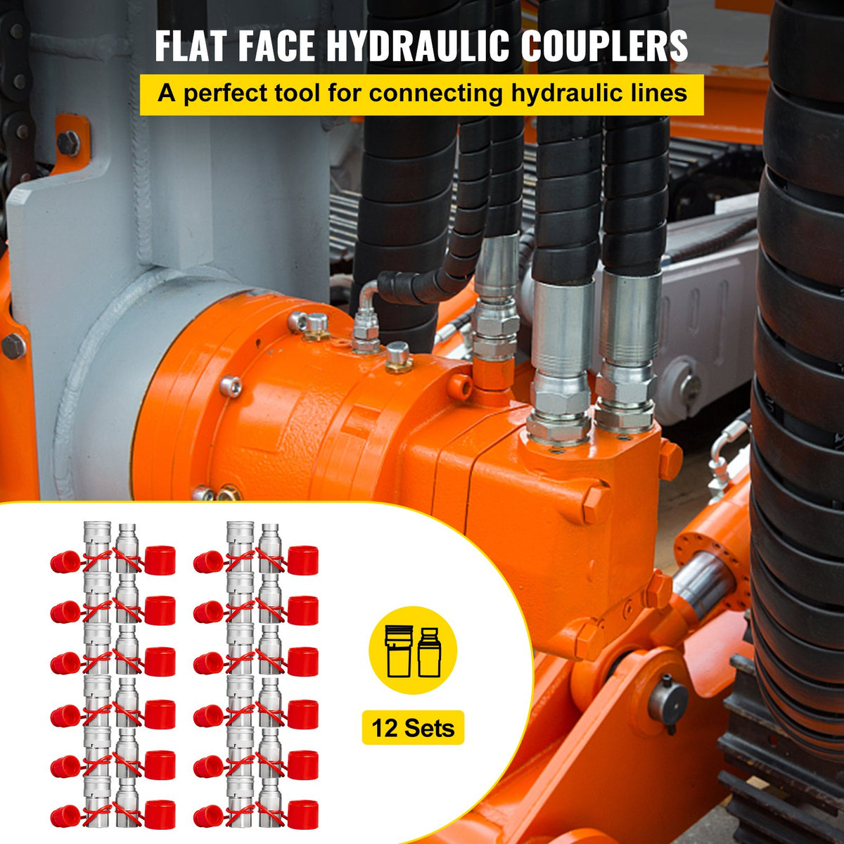 VEVOR Hydraulic Quick Couplers - Select Your Configuration - YYJT1/2YCYYJT12D1V0 - view 2