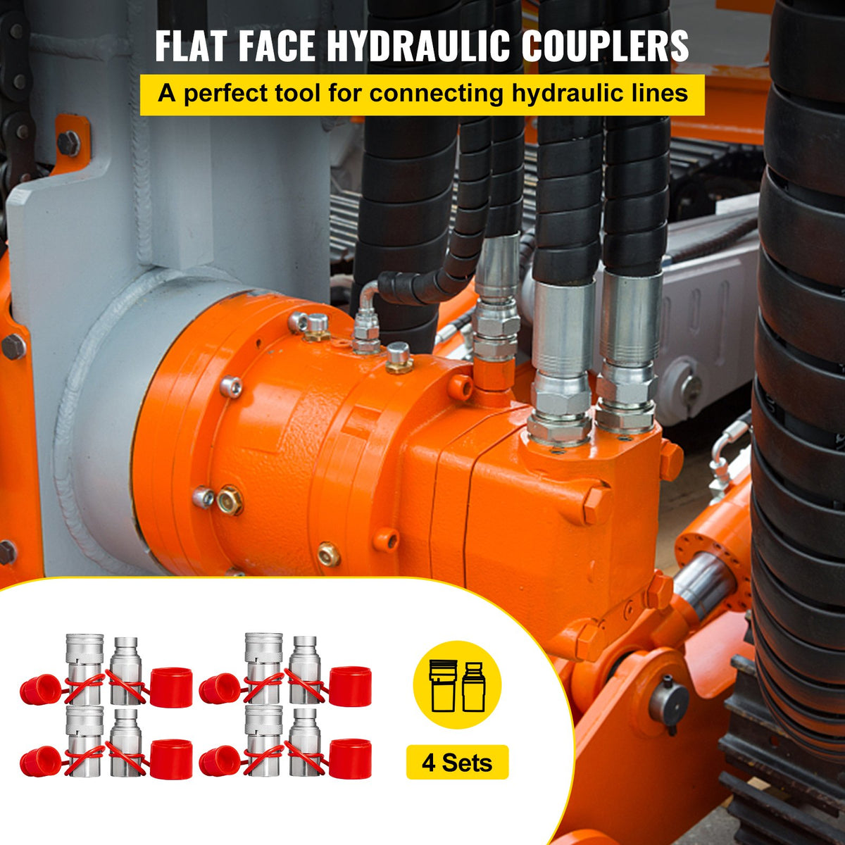 VEVOR Hydraulic Quick Couplers - Select Your Configuration - YYJT1/2YYKSJT04D1V0 - view 2
