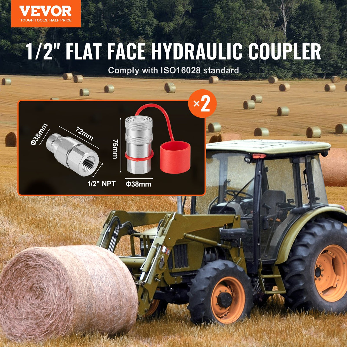VEVOR Hydraulic Quick Couplers - Select Your Configuration - YYKSJT2DISO1BYN6NV0 - view 2