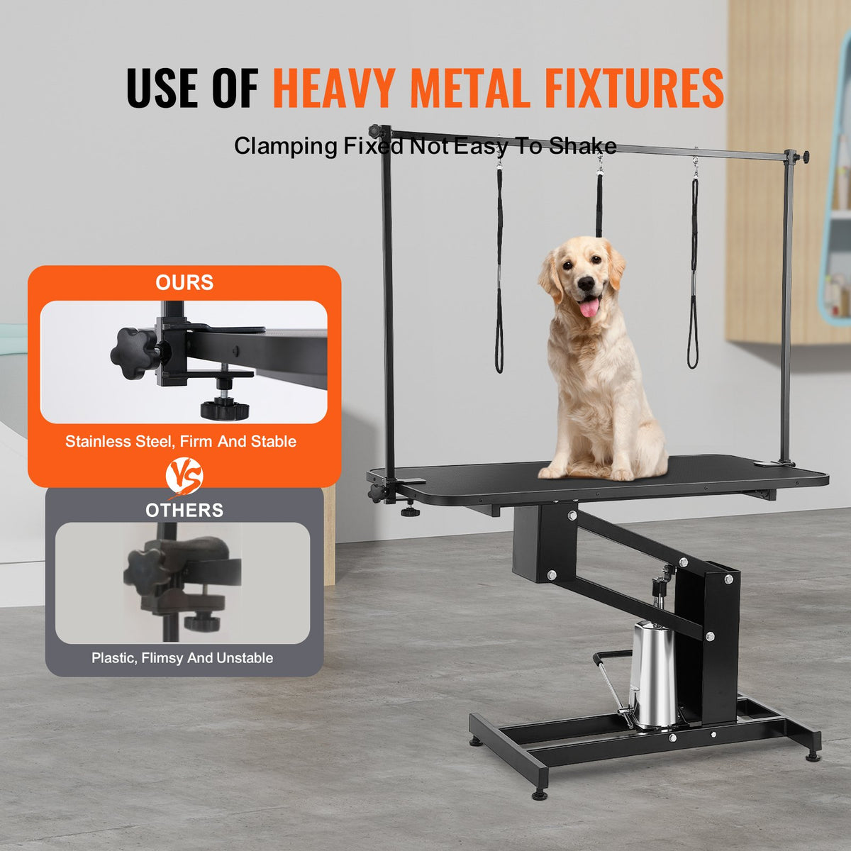 VEVOR 43" Hydraulic Pet Grooming Table, Heavy Duty Dog Grooming Arm for Medium/ Small Dogs, Height Adjustable Dog Grooming Station, Anti Slip Tabletop /Dog Grooming Station, Max - YYSJMRZ43INC3V0M1V0 - view 3