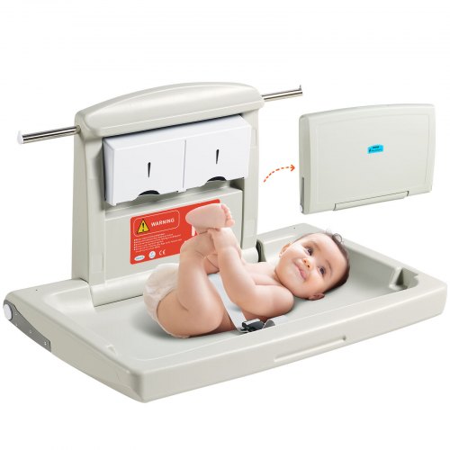 VEVOR Wall-Mounted Baby Changing Station, Horizontal Foldable Diaper Change Table with Safety Straps and Hanging Rods, Use in Commercial Bathrooms, Daycare Centers for Newborns & - YYSNBTHS0000EZO8FV0 - view 1