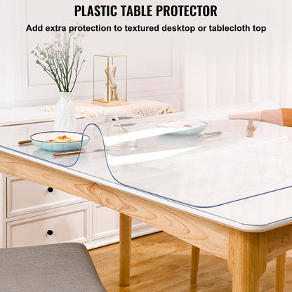 VEVOR Plastic Table Cover, 42"x80"x0.08", Transparent PVC Table Protector, Rectangle Clear Desk Mat, Water Oil Proof Table Cover for Dining Table Coffer Table Kitchen Worktable Dresser Cabinet, etc. - ZD1070X2030X2MM01V0 - view 2