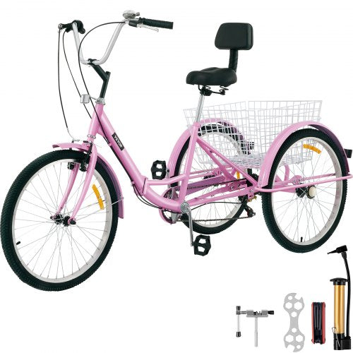 VEVOR Tricycle Adult 24’’ Wheels Adult Tricycle 7-Speed 3 Wheel Bikes For Adults Three Wheel Bike For Adults Adult Trike Adult Folding Tricycle Foldable Adult Tricycle 3 Wheel - ZDCLC24C7SPINK001V0 - view 1