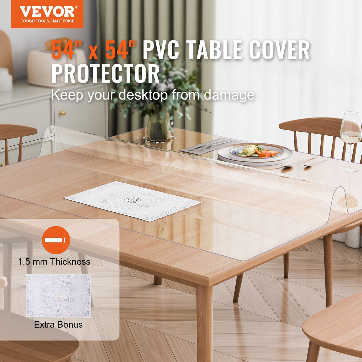 VEVOR PVC Table Protector - Select Your Configuration - ZFXPVCZB54X5DA0CAV0 - view 2