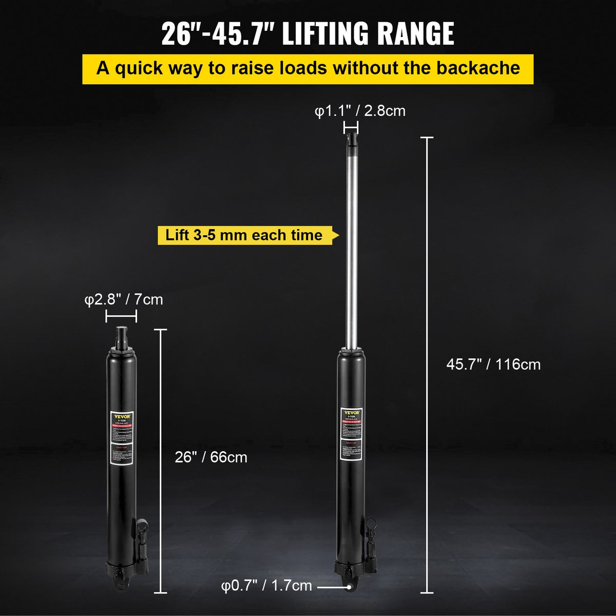 VEVOR Long Ram Jack - Select Your Configuration - ZGYYQJDHSDG3T08KDV0 - view 3