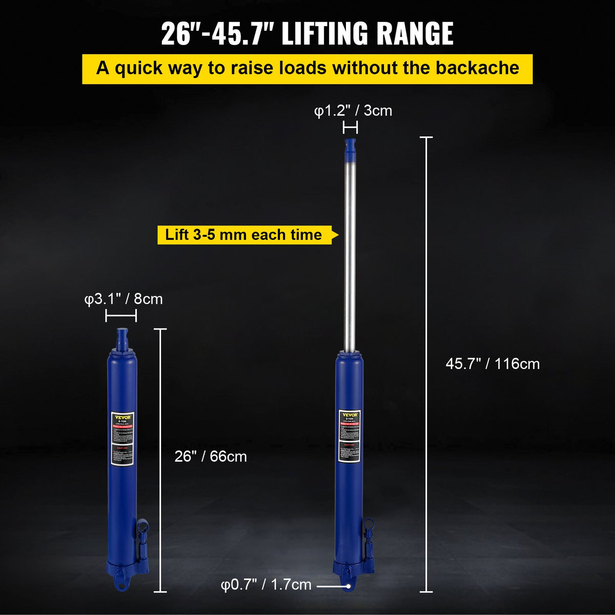 VEVOR Long Ram Jack - Select Your Configuration - ZGYYQJDLSDG8TK6M6V0 - view 3